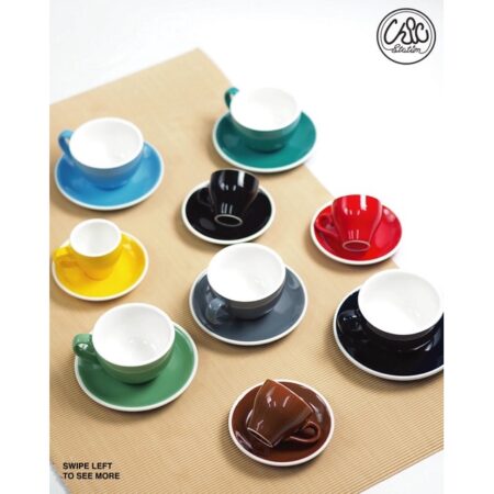 ชุดกาแฟเซรามิค หลากสี พร้อมจานรอง สำหรับร้านกาแฟ 155-235 บาท